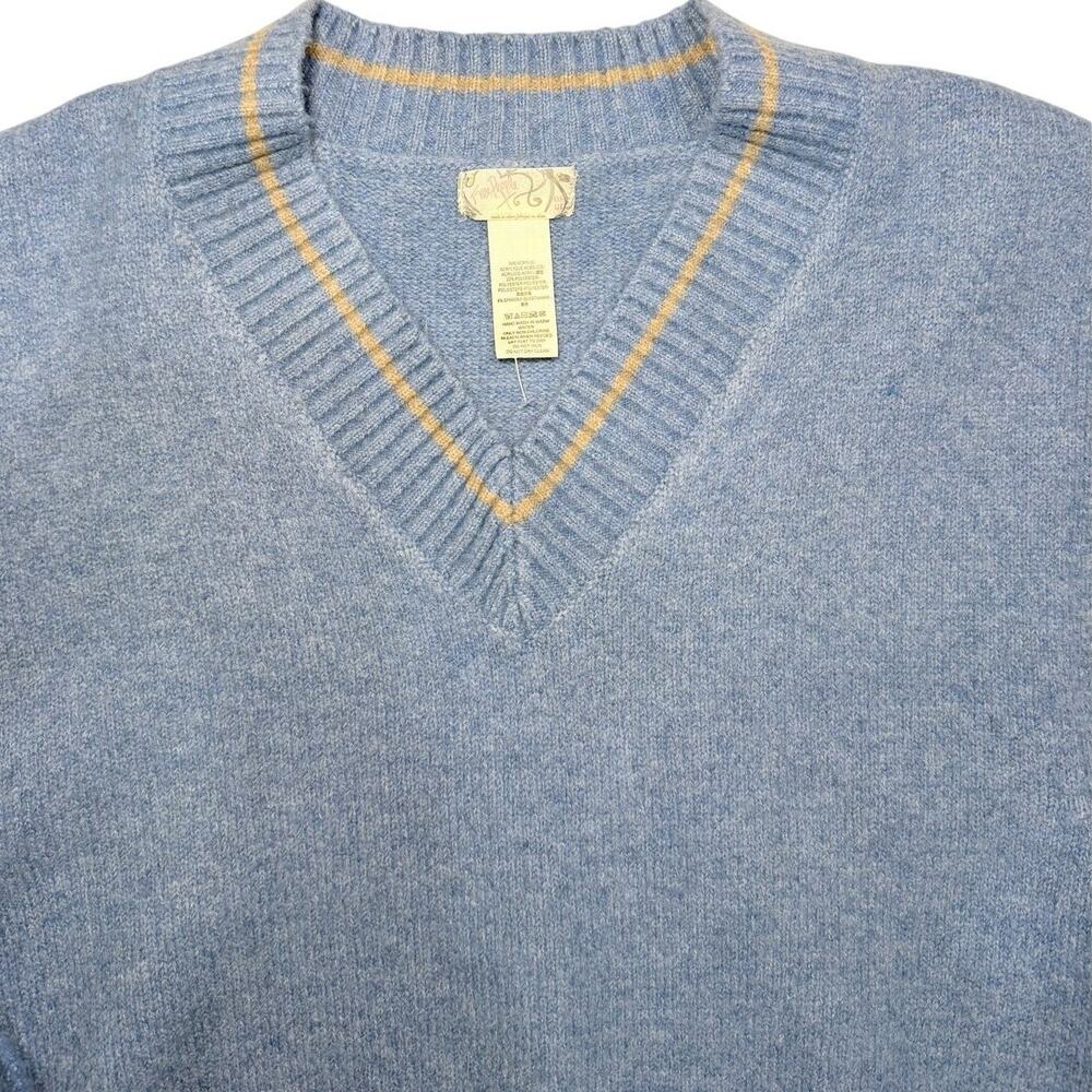 Free People All Star Striped Poncho Vest OS Blue Tassel Tie Boho Knit - Picture 6 of 13